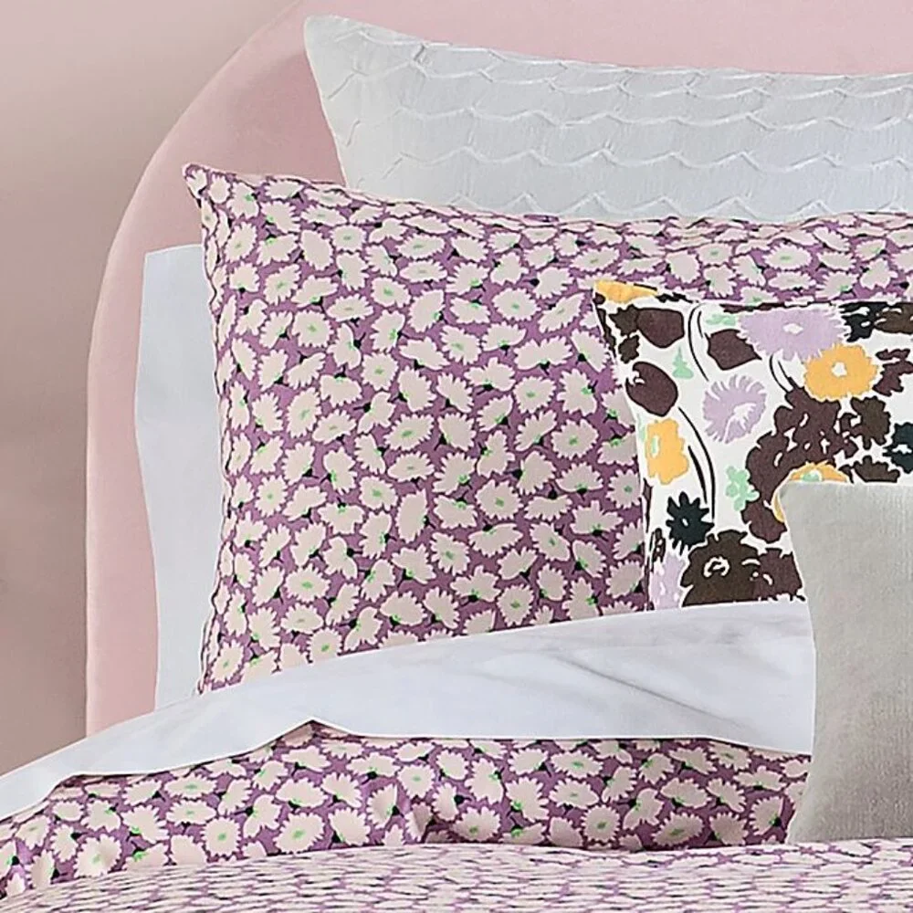 Kate Spade King Floral Lilac Carnation Cotton Duvet Set 3Pc